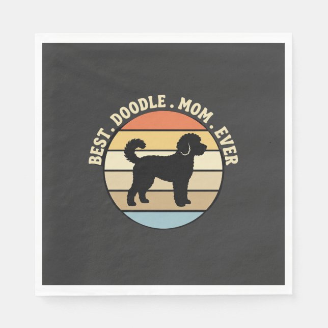 Best Doodle Mum Ever Retro Dog Napkin (Front)