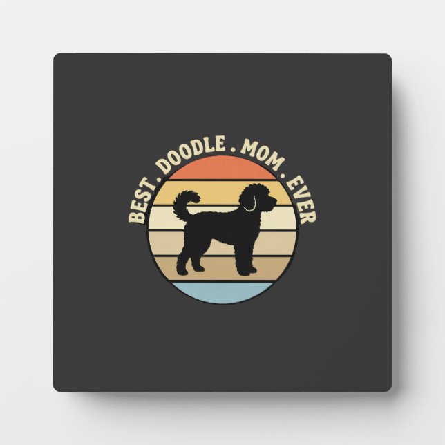 Best Doodle Mum Ever Retro Dog Plaque (Front)