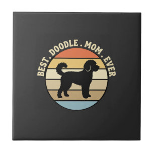 Best Doodle Mum Ever Retro Dog Tile
