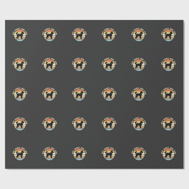 Best Doodle Mum Ever Retro Dog Wrapping Paper (Flat)