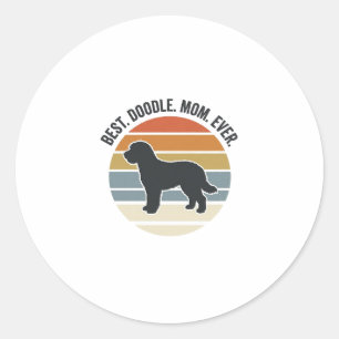 Best Doodle Mum Ever Vintage Dog Mum Design_1 Classic Round Sticker