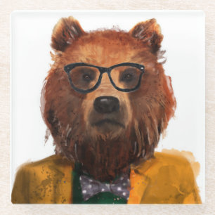Best Dressed Bear Glass Coaster
