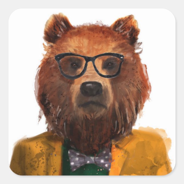 Best Dressed Bear Square Sticker (Front)