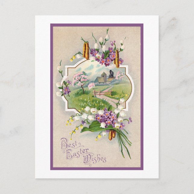 Best Easter Wishes Vintage Holiday Postcard (Front)