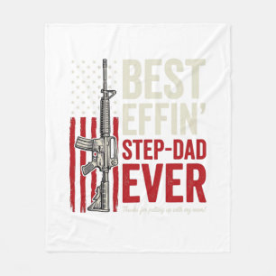 Best Effin Step-Dad Ever Patriotic Vintage Vector_ Fleece Blanket
