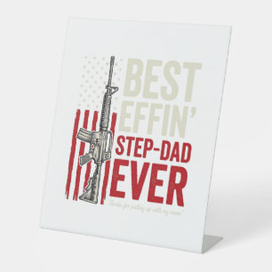 Best Effin Step-Dad Ever Patriotic Vintage Vector_ Pedestal Sign