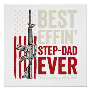 Best Effin Step-Dad Ever Patriotic Vintage Vector_ Poster