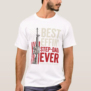 Best Effin Step-Dad Ever Patriotic Vintage Vector_ T-Shirt