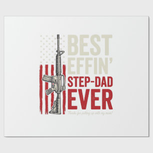 Best Effin Step-Dad Ever Patriotic Vintage Vector_ Wrapping Paper