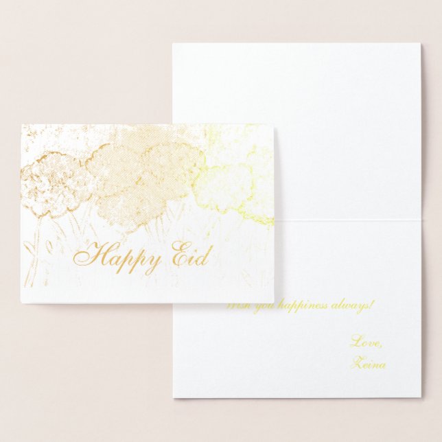 best elegant gold floral happy eid mubarak foil card (Display)