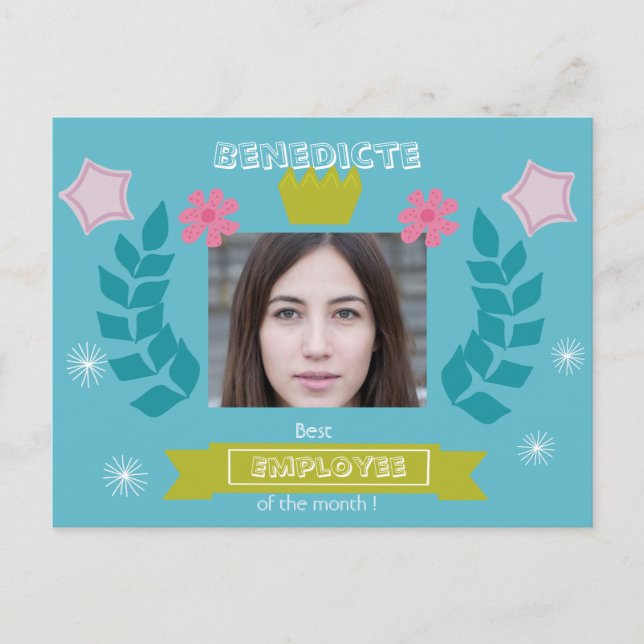 Best employee of the month - congrats - photo job postcard (Front)