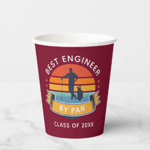 Best Engineer By Par Graduate Golf Lover Party Paper Cups