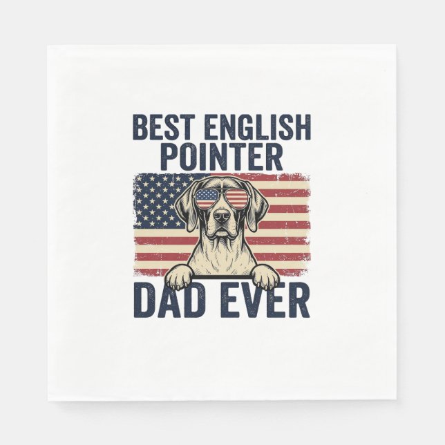 Best English Pointer Dad Ever Patriotic Dog Napkin (Front)