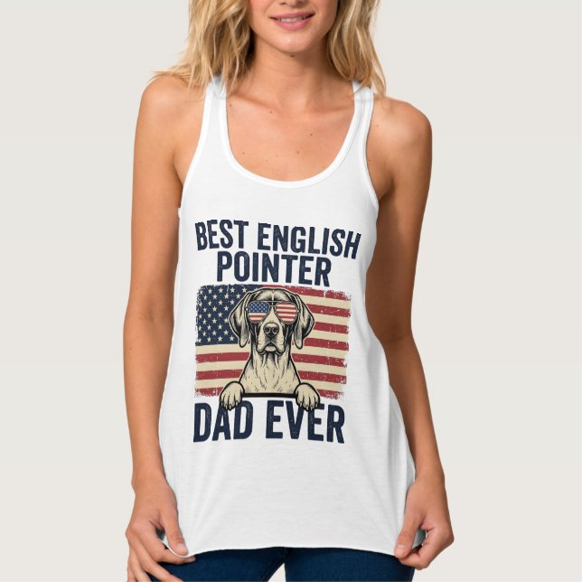Best English Pointer Dad Ever Patriotic Dog Singlet (Front)