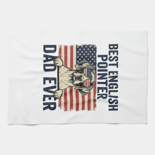 Best English Pointer Dad Ever Patriotic Dog Tea Towel