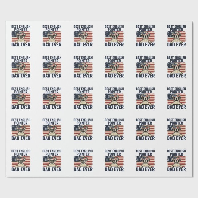 Best English Pointer Dad Ever Patriotic Dog Wrapping Paper (Flat)
