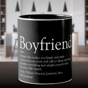 Best Ever Boyfriend Definition Black and White Two-Tone Coffee Mug