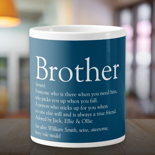 Best Ever Brother Definition Fun Quote Blue Large Coffee Mug (Best Ever Brother Definition Fun Quote Blue Giant Coffee Mug)