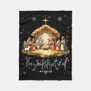 Best Ever Christmas Cool Jesus Nativity Scene Chri Fleece Blanket