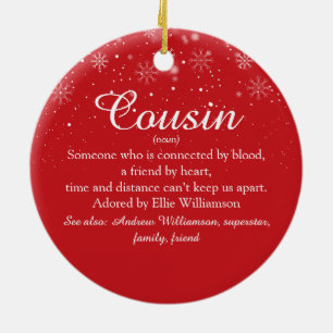Best Ever Cousin Definition Snowflakes Photo Ceramic Tree Decoration
