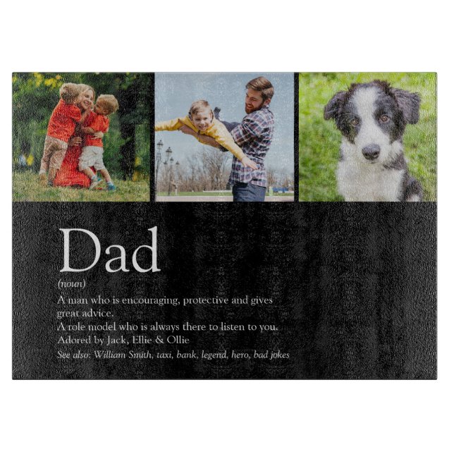 Best Ever Dad Father Definition Photo Black Cutting Board (Front)