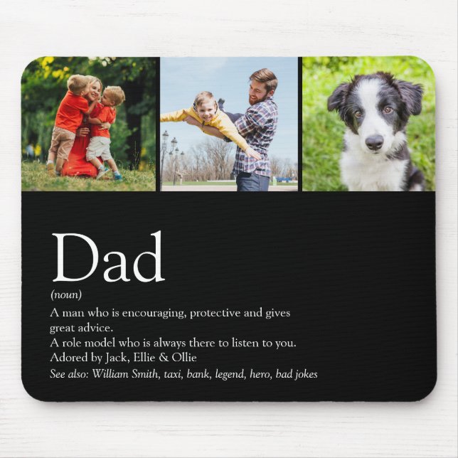 Best Ever Dad Father Definition Photo Black Mouse Pad (Front)