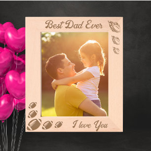 Best Ever Dad Football Fathers Day Gift Laser Etched Frames