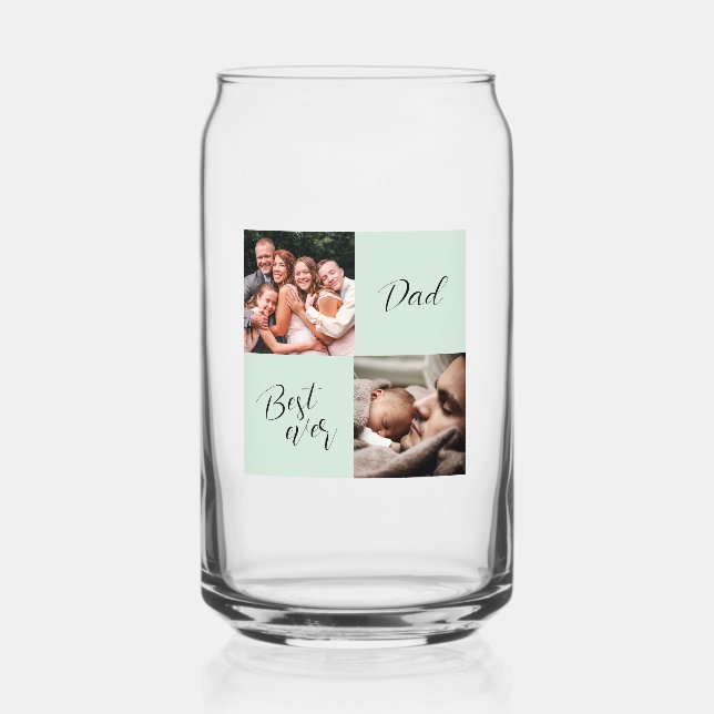 Best ever Dad photo gift green  Can Glass (Front)