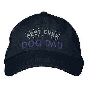 Best Ever Dog Dad Custom Colour Fun Saying Black Embroidered Hat