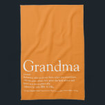 Best Ever Grandma Grandmother Definition Orange Tea Towel<br><div class="desc">Personalise for your special Grandma, Grandmother, Granny, Nan, Nanny or Abuela to create a unique gift for birthdays, Christmas, mother's day, baby showers, or any day you want to show how much she means to you. A perfect way to show her how amazing she is every day. You can even...</div>