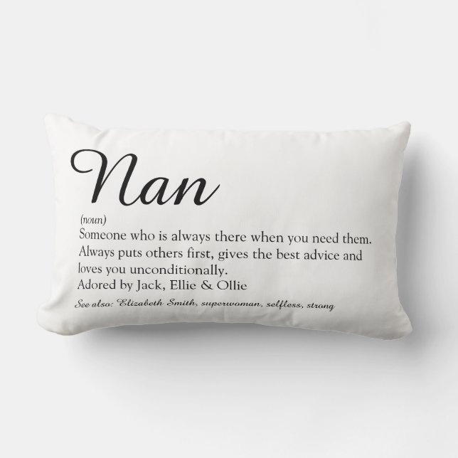 Best Ever Grandma, Grandmother Definition Script Lumbar Cushion (Front)