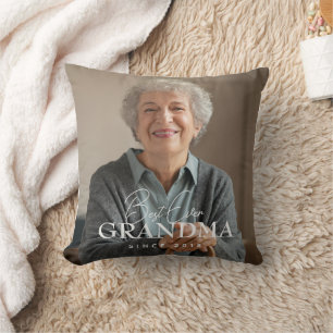 Best Ever Grandma Since 20XX Simple Elegant Photo Cushion