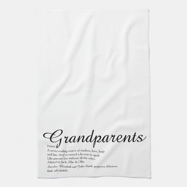 Best Ever Grandparents Definition Script Tea Towel (Vertical)