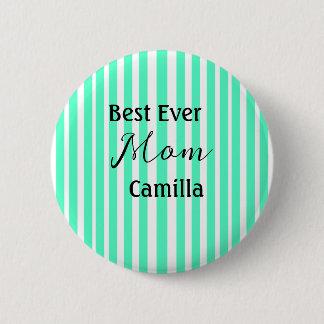 Best ever mom green stripped pattern pastel neon  6 cm round badge
