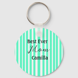 Best ever mom green stripped pattern pastel neon  key ring