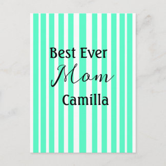 Best ever mom green stripped pattern pastel neon  postcard