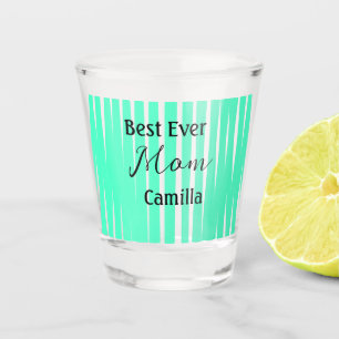 Best ever mom green stripped pattern pastel neon shot glass
