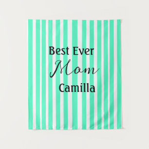 Best ever mom green stripped pattern pastel neon  tapestry