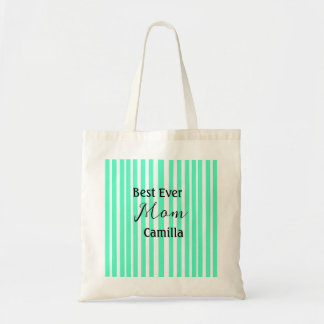 Best ever mom green stripped pattern pastel neon  tote bag
