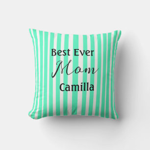 Best ever mum green stripped pattern pastel neon  cushion