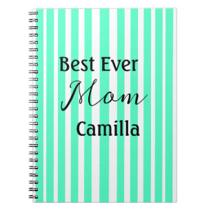 Best ever mum green stripped pattern pastel neon  notebook