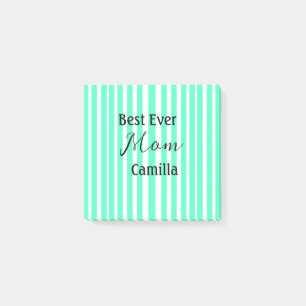 Best ever mum green stripped pattern pastel neon post-it notes