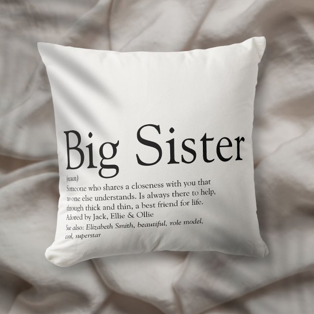 Best Ever Sister Definition Black And White Modern Cushion (Best Ever Sister Definition Black And White Modern Throw Pillow)