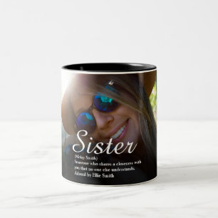 Best Ever Sister Definition Chic Script Photo Two-Tone Coffee Mug