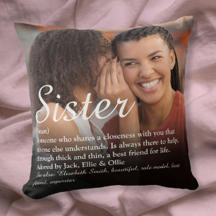 Best Ever Sister Definition Elegant Script Photo Cushion