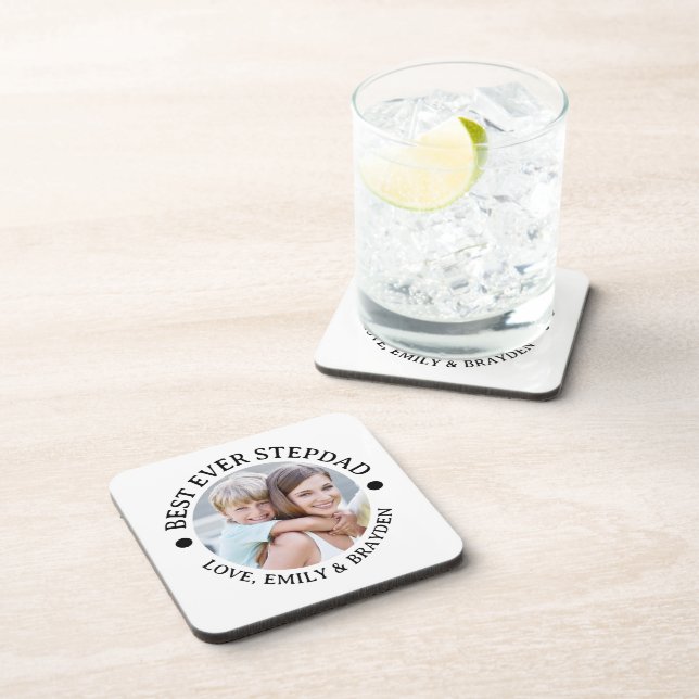 BEST EVER STEPDAD Photo Personalised Coaster (Right Side)