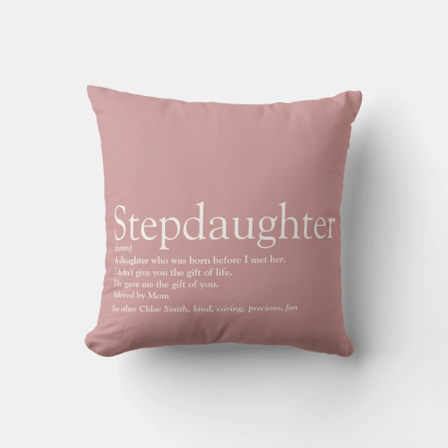 Best Ever Stepdaughter Definition Girly Pink Cushion (Front)