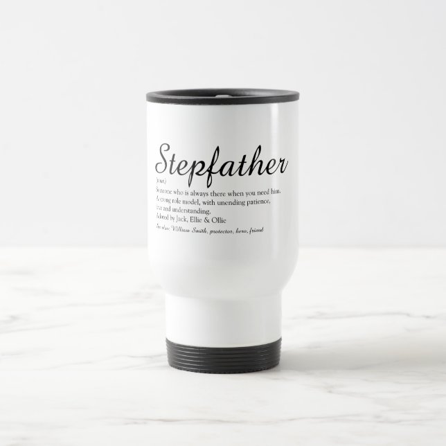 Best Ever Stepfather, Stepdad Definition Script Travel Mug (Center)