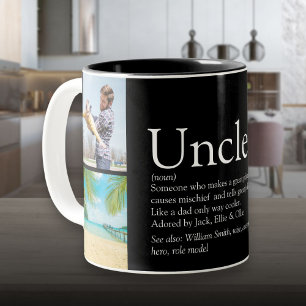 Best Ever Uncle Cool Fun Modern Photo Collage Two-Tone Coffee Mug