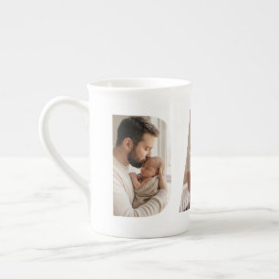 Best Ever White Modern DAD Photo Collage Bone China Mug